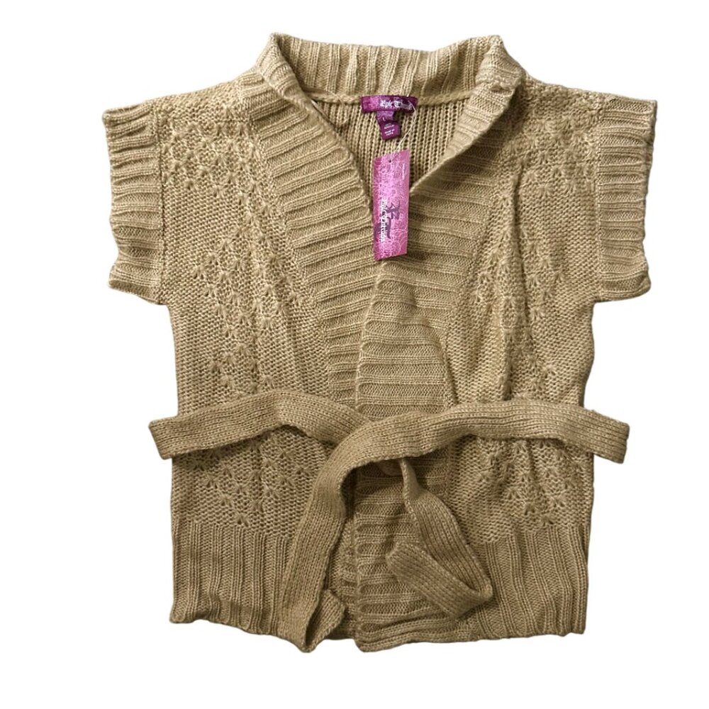 EPIC THREADS GIRLS' BELTED KNIT SHORT SLEEVE CARDIGAN, NWT